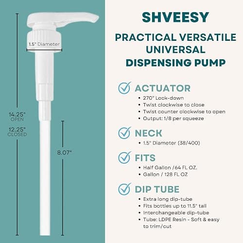 Gallon Pump Dispenser - for Plastic or Glass Bottles – Heavy-Duty Leak Proof for Commercial and Household Use - Plastic Pump for Gallon Jug – Non-BPA Plastic (Pack of 2) thumbnail 2