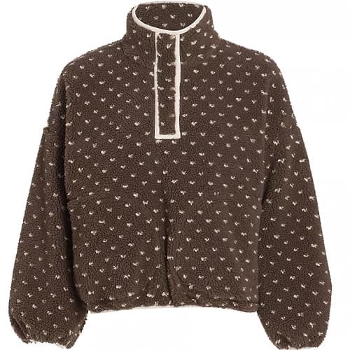 Yioaga Fuzzy Fleece Jacket Women Long Sleeve Half Button Down Tops Casual Sherpa Pullover Sweatshirt Warm Winter Outerwear thumbnail 7