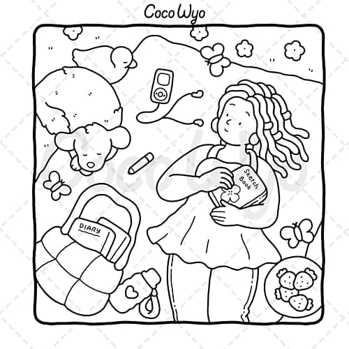 Girl Moments: Vol. 2 Coloring Book for Adults and Teens Featuring Cute Cozy Daily Activities for Relaxation thumbnail 7