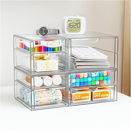YFXCVSL Clear Stackable Storage Drawers, Acrylic Makeup Organizer with 7 Drawers, Bathroom Organizers and Storage, Plastic Bins for For Vanity, Undersink, Kitchen Cabinets, Pantry thumbnail 2