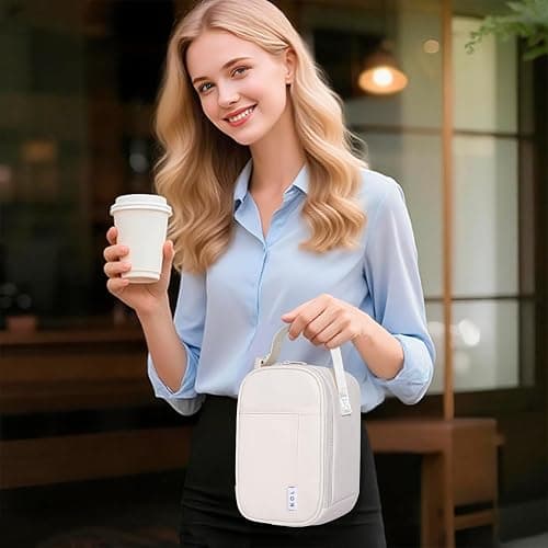 NOL Natural Organic Lifestyle Small Insulated Lunch Bag for Adult - Snack Bag Lunch Cooler Bag Soft Lunch Tote Bag for Work, Cream thumbnail 2