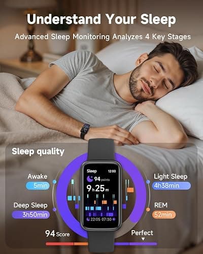 TOOBUR Fitness Tracker Watch, NO APP NO Phone Required, 3ATM Waterproof, Heart Rate/Body Energy/Sleep Monitor, 100 Sports Modes, Step Counter Pedometer Watch, Activity Tracker for Men Women, Black thumbnail 6