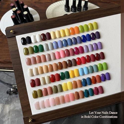 GAOY 60 Pcs Gel Nail Polish Set, 55 Colors All Season Gel Polish Kit Red Nude Black White Pink with 5 Pcs Soak off Base Glossy Matte Glitter Top Coat & Builder for Nail Art DIY Manicure at Home thumbnail 6