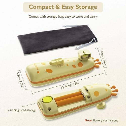 Elektrische Nagelfeile Baby Nagelpflegeset Elektrisch Nagelpflege Nail Trimmer Nagelschere Nageltrimmer Nail File Maniküre & Pediküre Set für Neugeborene Baby mit Licht, Gelb thumbnail 2