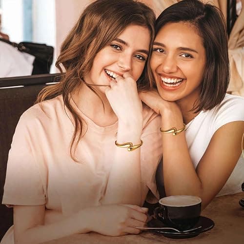MTINEAPS Gold Bangle Bracelets for Women Teens Trendy Chunky Adjustable Twist Cuff Bracelet Jewelry Gifts thumbnail 5