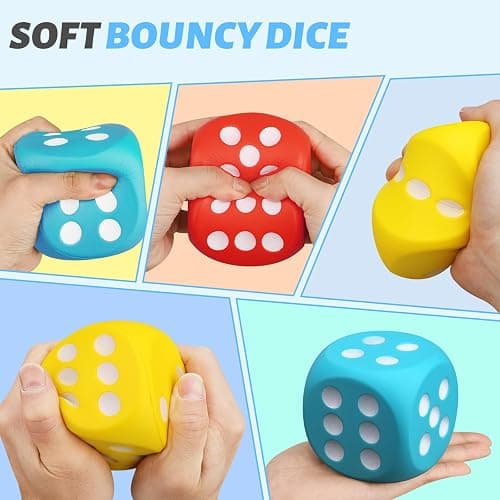 Large 3 Inch Foam Fidget Dice, Jumbo Stress Relief Big Dice, Squeeze Squishy Giant Large Cube for Family Board Game Classroom Party Favors Bag Stuffer (3 Pack) thumbnail 2