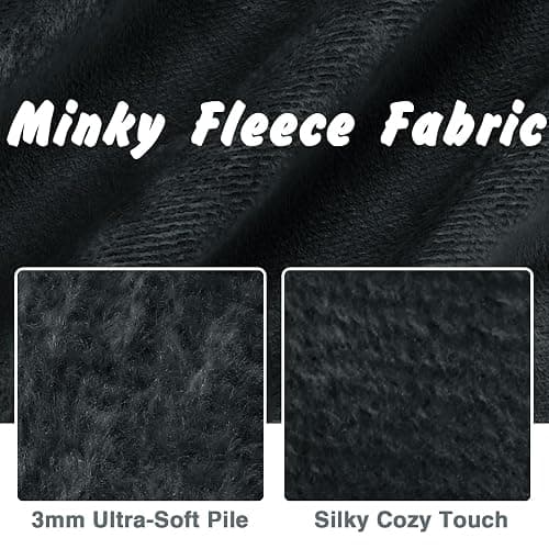 Entisn Minky Fabric by The Yard, 2 Yards x 60 Inch Wide Pre-Cut Minky Fleece Fabric Black Cuddle Minky Fabric, Soft Plush Fabric Solid Minky for Blanket, Pillow Cover, Scarf, Sewing thumbnail 3