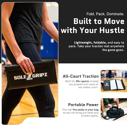 Portable Basketball & Volleyball Sticky Mat by Sola Athletics– Foldable, Reusable, Non-Slip Traction Board for Court Shoe Grip – Perfect for Hardwood Floors –60 Sticky Sheets thumbnail 3
