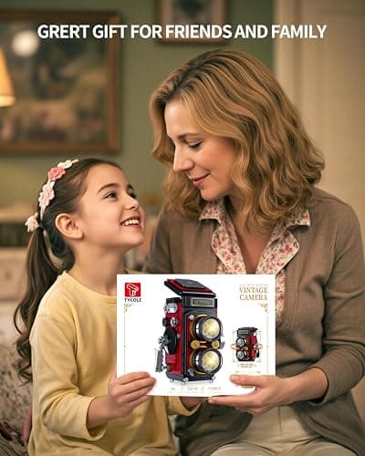 TYCOLE Retro Camera Building Blocks Sets with Lights, DIY Camera Building Toys with Twin-Lens Reflex Design, Unique Collectible for Home Decor, Christmas Birthday Gift for Adults Boys age 8-12(719Pcs) thumbnail 7