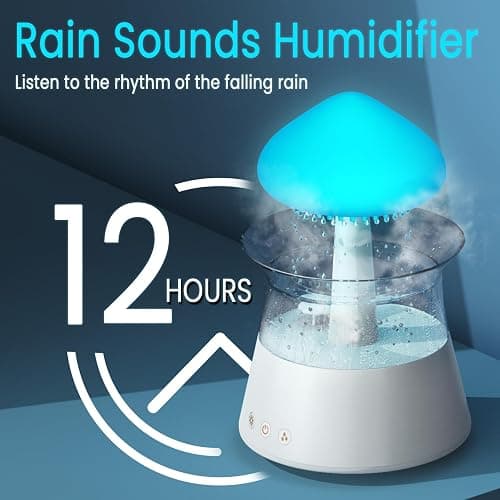 Diffuserlove Rain Cloud Humidifier Diffuser Water Drip Humidifier with Remote Waterfall Lamp Mushroom Humidifier Rain Sounds White Noise Humidifier Air Humidifiers for Bedroom Desk, 300ML thumbnail 3