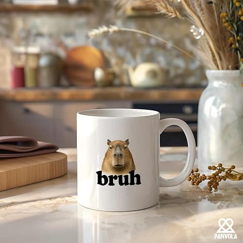 Panvola Capybara Bruh Pet Gift Ceramic Mug 11oz White | Hobby Gift Ceramic Mug Novelty Drinkware thumbnail 5