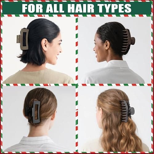 TOCESS 8 Pack Neutral Big Hair Claw Clips for Women Large Claw Clip for Thin Thick Curly Hair 90's Strong Hold 4.33 Inch Nonslip Matte Jumbo Hair Clips thumbnail 5