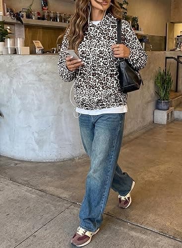 SHEWIN Womens Hoodies Casual Long Sleeve Leopard Print Tops Sweatshirt with Pockets Fall Outfits for Women 2026 thumbnail 5