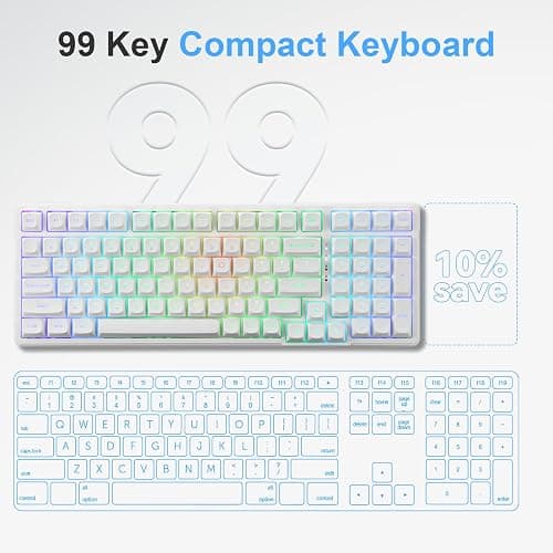 HUO JI E-Yooso Creamy Mechanical Keyboard Wired, Hot Swappable, Pre-lubed Linear Switches, Gasket Structure with Sound Dampening Foam, RGB Backlit, 99 Keys Custom Gaming Keyboard for PC/Mac,White thumbnail 8