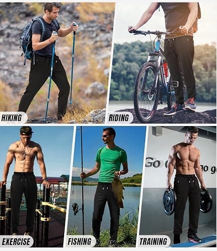 lomsoe 3 Pack Sweatpants for Men Tapered Mens Joggers Pants with Zip Pockets Slim Fit Running Gym Sweat Pants Gifts for Men thumbnail 7