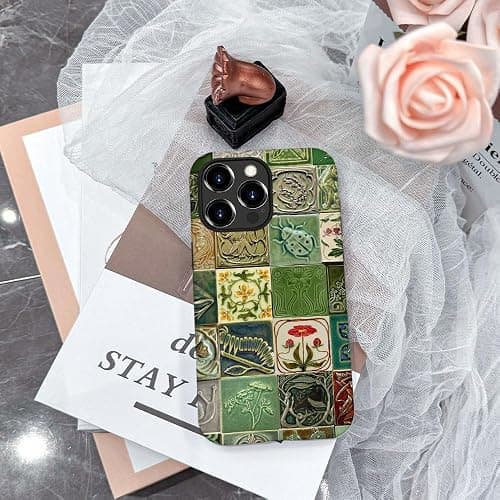Piodaidy Compatible with iPhone 16 Pro Max,Durable & Shockproof Phone Case Cover Design - Collage Tiles Vines Snails Nature thumbnail 5
