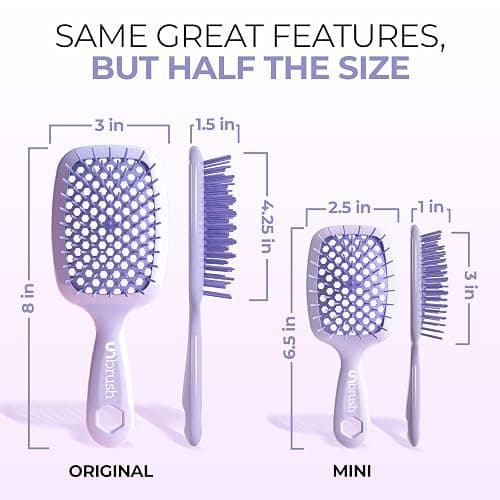 FHI Heat UNbrush Mini Detangler Brush for Pain-Free Brushing on All Wet or Dry Hair Types — Durable Duoflex Anti-Static Bristles, Lightweight Handle, Vented Mini Hair Brush thumbnail 3