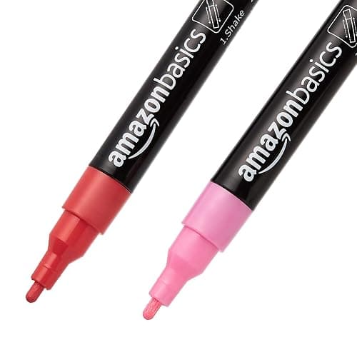 Amazon Basics Bullet/Chisel Reversible Tip Chalk Markers, Fine Point, 8-Pack, Bright Colors thumbnail 5