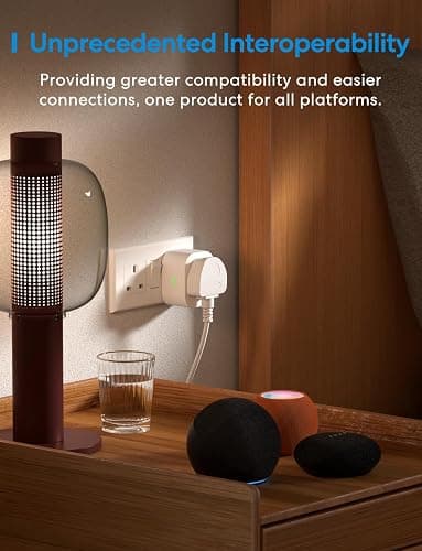 Meross Matter Smart Plug with Energy Monitoring, Mini WiFi Plug with Matter Simple Setup(MSS) Feature, Works with Apple HomeKit, Alexa, Google Home, SmartThings, Remote Voice Control, 13A - Works with Matter - 1 Pack thumbnail 7