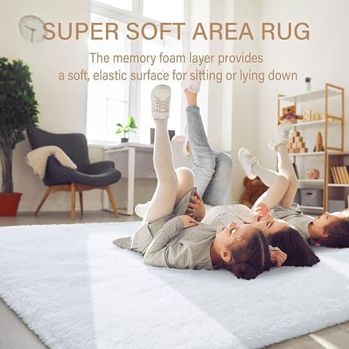 BENRON Fluffy White Rugs thumbnail 6