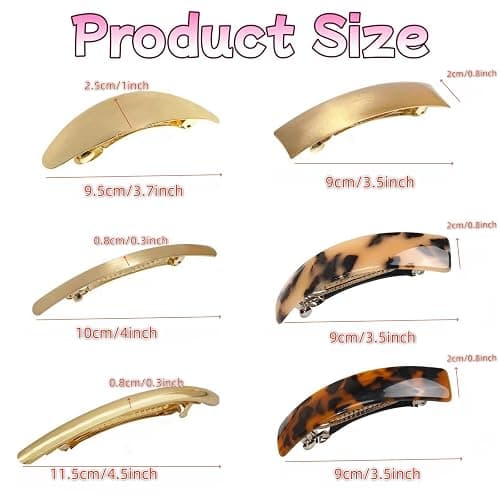 6pcs gold barrettes for women Metal Flat Hair Clips Tortoise Retro French Clips Gold Hair Barrettes Snap Hair Clips for Women Lady thumbnail 3