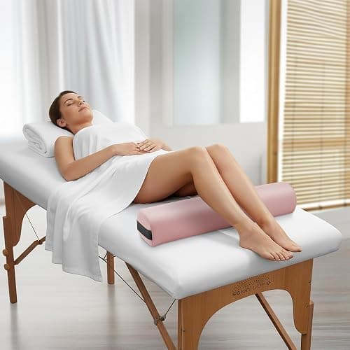 Saloniture 3/4 Round Massage Table Bolster Under-Knee Pillow Pad - 26 x 6 x 4-1/2 Inch - Pink thumbnail 2