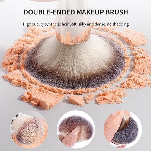MAANGE 8 Pcs Makeup Brushes with Bag, Double-End Multi-functional Makeup Brushes for Blending Liquid Powder Concealer Cream Blush Buffe (Gold) thumbnail 4