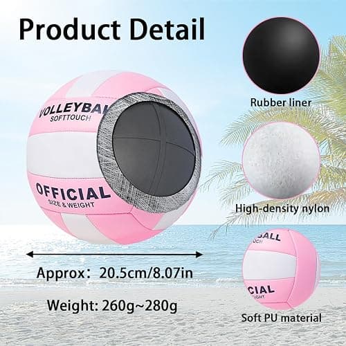 ZLY Volleyball,Official Size 5 Volleyballs for Indoor Outdoor,Soft Touch Volleyballs for Beach Play Pool Training Game with Ball Pump thumbnail 6