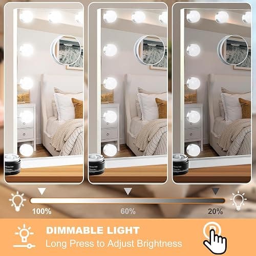 Moonee Vanity Mirror with Lights, Hollywood Lighted Makeup Mirror with 15 Dimmable Bulbs and 10X Magnification, 3 Colors Modes, Aluminum Metal Frame, Light Up Mirror for Tabletop or Wall（23" x 18"） thumbnail 4