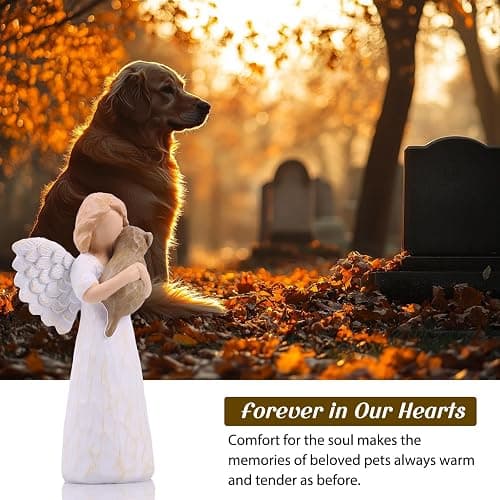 Chocolate Lab Dog Angel Figurine - Sympathy Keepsake, Pet Remembrance for Loss, Rainbow Bridge Figurines, Bereavement Angel Statue, Hand-Painted Condolence for Passed Companion & Pet Lovers thumbnail 7