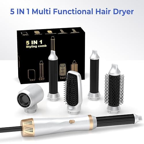 5 in 1 Blow Dryer Brush,Hair Dryer Brush Set,Negative Ionic Blow Dry Brush with Air Curler Wrap Hair Styler, Detachable Hair Tool for Curling, Volumizer,Straightener,Drying thumbnail 8
