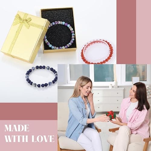 Zefy 996 Pcs 6mm Natural Stone Beads, Round Crystal Bead Genuine Real Stones, Gemstone Beads Kit with Spacer Bead Charms for Bracelets Jewelry Making (20 Colors) thumbnail 5
