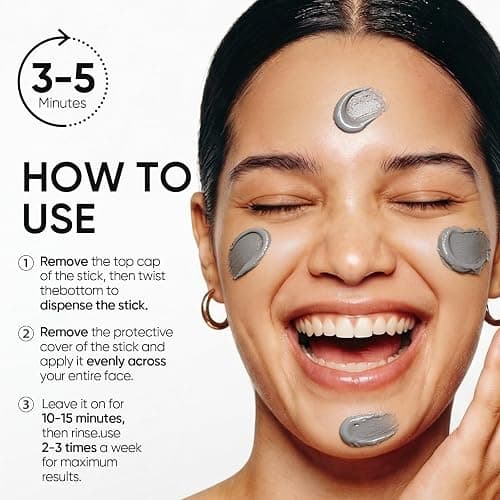 SKINTIFIC Deep Pore Cleansing Blackhead Remover Face Mask Stick, Mud Mask with Natural Alaska Volcano Clay, Gentle Exfoliating, Smoothing Skin, Non-Drying, Skincare Facial Mask thumbnail 7
