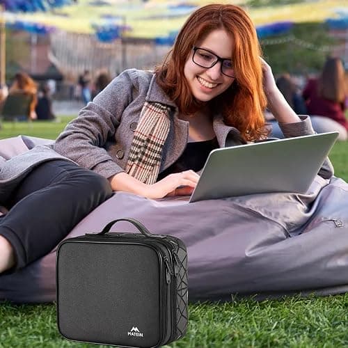 MATEIN Cable Organizer Bag, Waterproof Travel Electronic Storage, Shockproof Portable Double Layer Tech Bags Carrying Case for Cord, Earbuds, Charger, SD Card, DJ Gifts, Black thumbnail 6