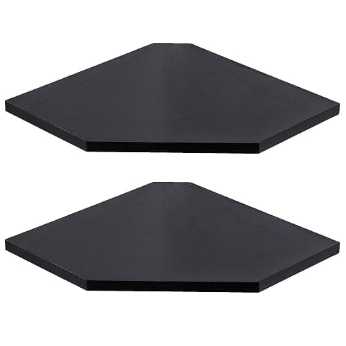 Fun Memories Corner Shelf Wall Mount, Floating Corner Shelves, Set of 2 Corner Wall Shelf Organizer, Rustic Wood Wall Storage Display Shelves for Living Room Bedroom Bathroom Kitchen, Classic Black - Image 1