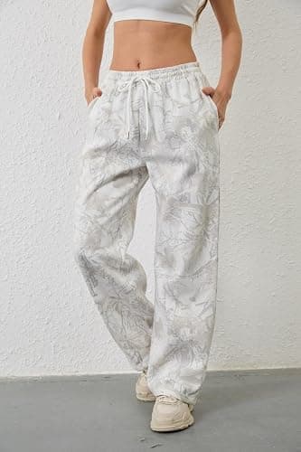 MSBESYOR Camo Pants Women Baggy Fleece Y2K Camouflage Cargo Pants High Waisted Wide Leg Drawstring Jogger Sweatpants thumbnail 3