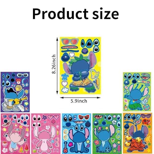 24 Sheets Cute Stickers,Mixed & Matched with 8 Designed Characters(3 of Each) Stickers, Cartoon Party Favors, Gifts for Her (Blue) thumbnail 3