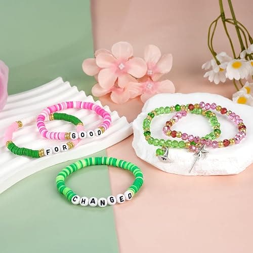 5 Pcs Wickedly Friendship Bracelets for Women as Witch Jewelry Matching Witch Costume Accessories Wickedly Party Favors Pink and Green Bracelet Wickedly Gifts for Fans Dress Decor Ghristmas Gifts thumbnail 3