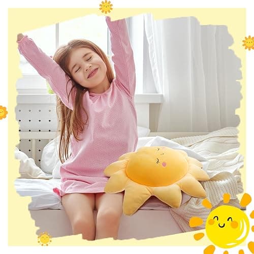 Juexica 2 Pcs Sun Pillow Plush Sofa Cushion Pillow Cute Stuffed Sun Cushion Sun Shaped Floor Pillow Car Throw Pillow Plush Soft Toy for Kids Women Girls Bedside Home Decoration 13.7 Inch, 23.6 Inch thumbnail 5