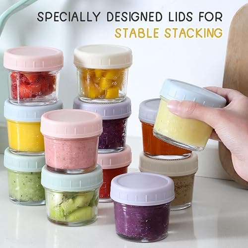 VITEVER 24-Pack Glass Baby Food Storage Containers - 4 oz Baby Food Storage Jars With Lids, Baby Food Maker, Microwave, Dishwasher & Freezer Safe - 24 Pack thumbnail 6