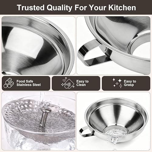 Cuqojs Wide Mouth Canning Funnel for Mason Jars - 3 Pack Stainless Steel Funnels for Kitchen Use & Filling Bottles, Jars, Containers | Durable Canning Supplies & Kitchen Gadgets Set thumbnail 3