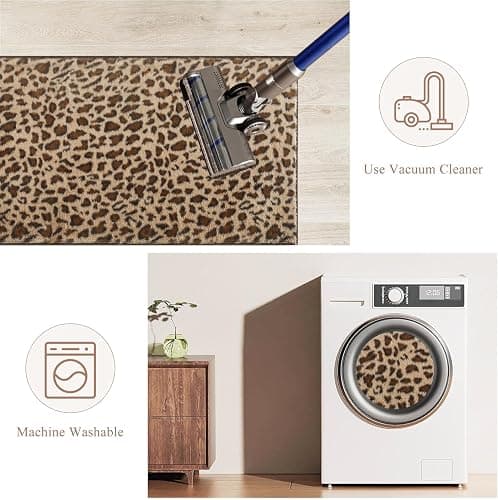 Leopard Print Rug for Living Room 5x7 Cheetah Fluffy Rug Machine Washable Area Rug for Bedroom,Non-Slip Soft Comfy Faux Fur Animal Carpet for Bedroom Living Shaggy Home Decor thumbnail 7