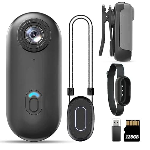 Action Mini Body Camera 128G with Audio & Video Recording - 1080p Personal Civilian Wearable Small Cam - Tiny Pocket Vlogging Portable Hands Free Worn POV Recorder - Travel Pets Baby Family - Black-1080p