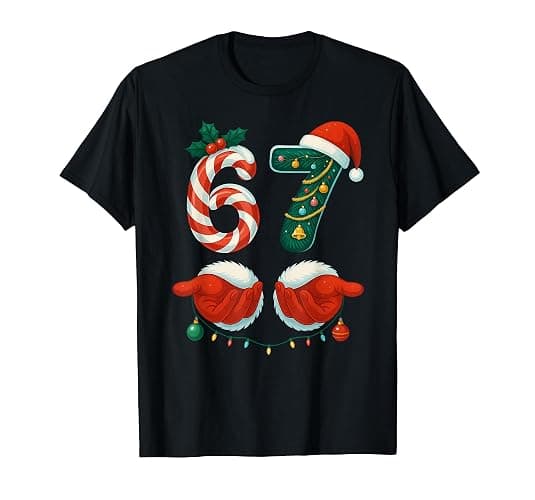 67 Christmas 6 7 Meme Pajamas Holiday Gen Alpha Slang T-Shirt - Image 1