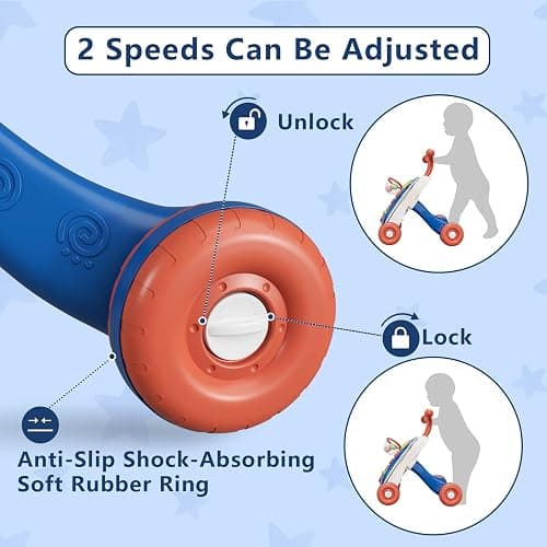 QDRAGON 3 in 1 Baby Walkers for Boys, Baby Push Walker and Activity Center, Sit to Stand Walker Toy, Early Learning Push Toys for Toddler Infant 12+ Months Blue thumbnail 5
