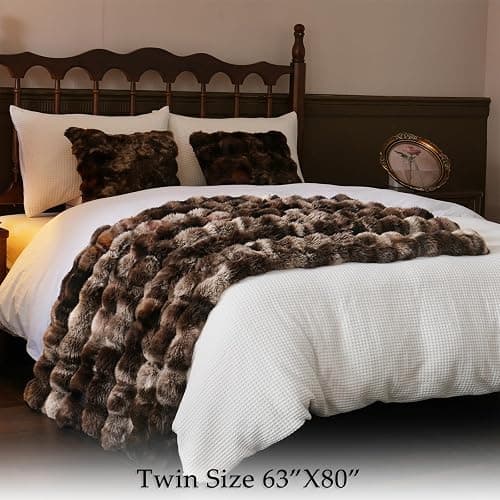 BENVWE Fluffy Faux Fur Throw Blanket for Couch, Soft Plush Thick Cozy Fuzzy Luxury Minky Bubble Blanket for Home Living Room Decor Gift for Women, Tie-dye Coffee, 60" x 80", 1100GSM | Soft, Cozy, Fluffy, Plush, Thick, Fuzzy, Luxury, for Couch, for Home Living Room Decor, Gift for Women thumbnail 6