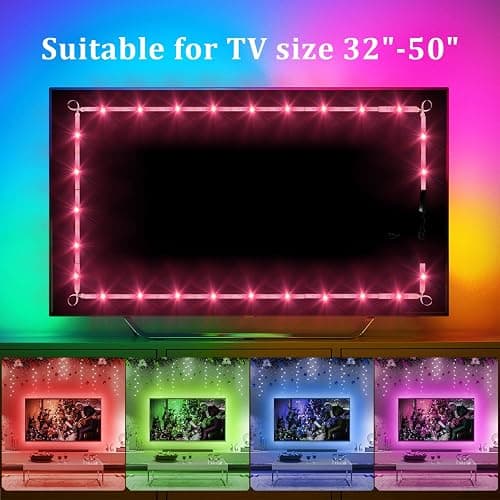 DAYBETTER TV LED Backlights, 8.2ft TV Light Strip for 32inch TV LED Strip Lights USB with Remote, LED Lights Music Sync RGB for Gaming Bedroom Room HDTV Mood Lighting Indoor thumbnail 5