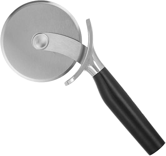 KitchenAid Gourmet Stainless Steel Pizza Wheel with Sharp Blade to Easily Cutting Pizza Crusts, Pies, and more, Finger Guard for Safety and Comfort Grip to Protect Fingers, Dishwasher Safe, Black thumbnail 4