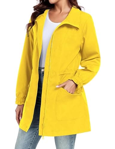 Bloggerlove Women Rain Jacket Waterproof Raincoat with Hood Lightweight Outdoor Windbreaker thumbnail 6