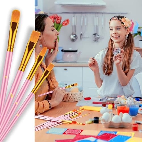 Paint Brushes Set, 20 Pcs Paint Brushes for Acrylic Painting, Oil Watercolor Acrylic Paint Brush, Artist Paintbrushes for Body Face Rock Canvas, Kids Adult Drawing Arts Crafts Supplies, Blush thumbnail 2